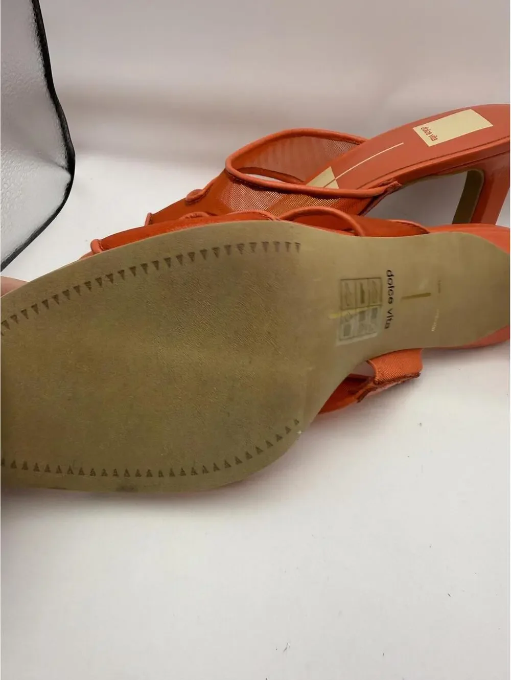 Dolce Vita Orange Mesh Strap Heeled Sandals Size 9 New with Defects